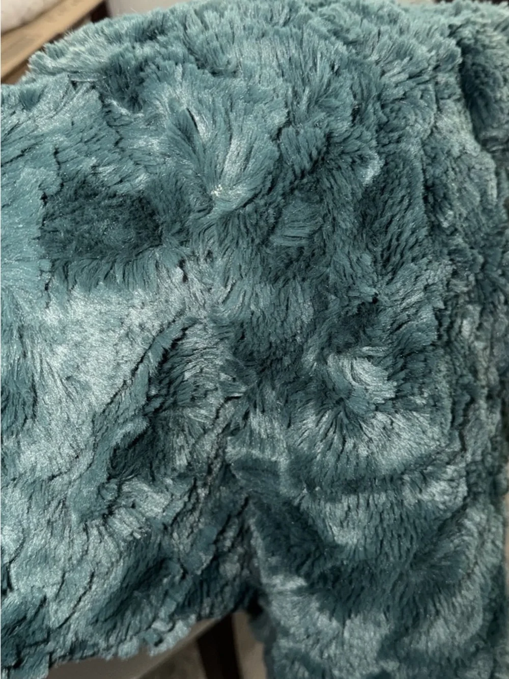 Plush Teal Faux Fur Throw